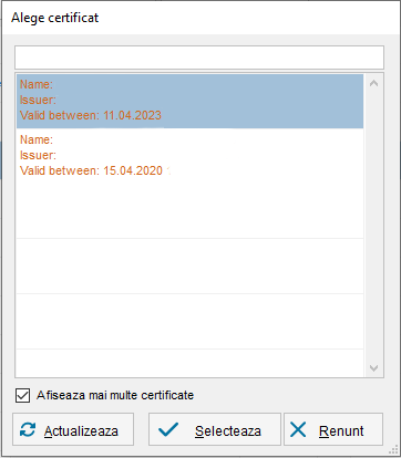 Alege certificat